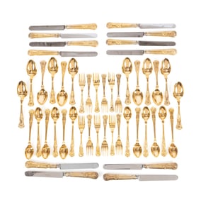 ASST. OF 'KINGS' PATTERN GILT FLATWARE, 48 PIECES