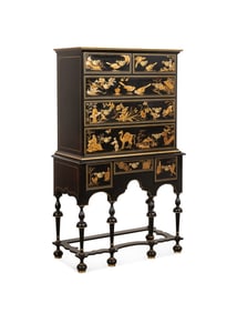 BAKER WILLIAM & MARY STYLE CHINSOISERIE HIGHBOY