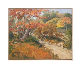 DAVID A WILLIAMS 'DRY CREEK SYCAMORE' OIL ON LINEN