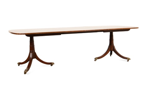 KITTINGER MAHOGANY PEDESTAL DINING TABLE, 2 LEAVES