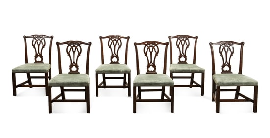 KITTINGER, SET OF 6 CHIPPENDALE STYLE SIDE CHAIRS