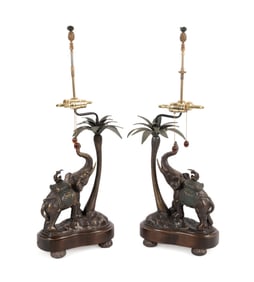FREDERICK COOPER, PAIR OF TROPICAL MOTIF LAMPS