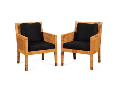 BIELECKY BROS., PR. OF CANE & RATTAN LOUNGE CHAIRS