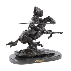 'WARRIOR' NATIVE AMERICAN BRONZE, AFTER REMINGTON