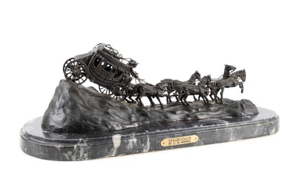 'STAGECOACH', BRONZE SCULPTURE, AFTER C.M. RUSSELL