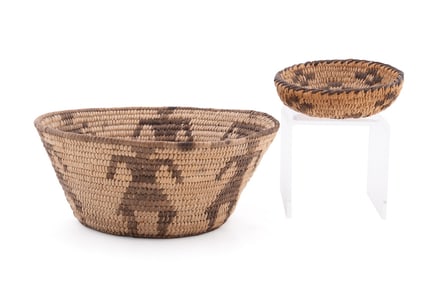 2PCS, NATIVE AMERICAN PIMA OR PAPAGO BOWL & BASKET