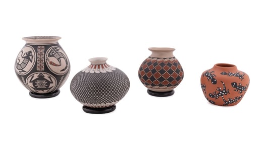 FOUR ACOMA & MATA ORTIZ POTTERY VESSELS