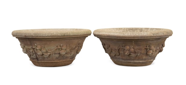 PR. OF ROUND RENAISSANCE STYLE CAST STONE PLANTERS