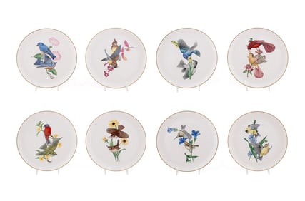 MENABONI, SET OF 8 'AMERICAN SONG BIRDS' PLATES