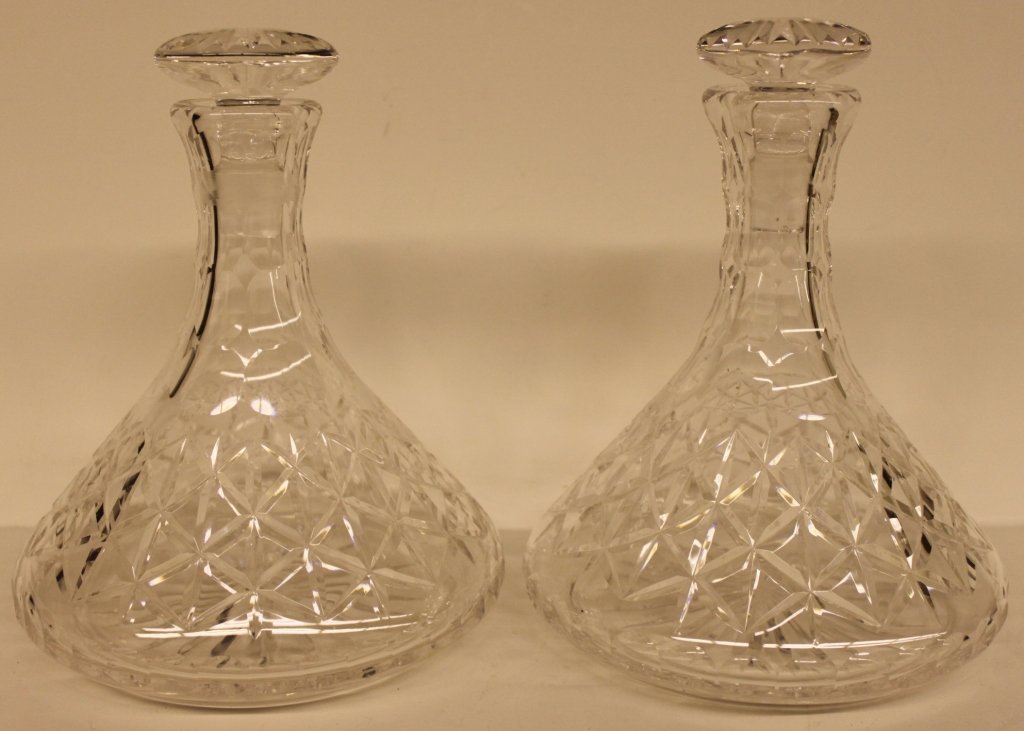 Pair of Stuart Crystal Ship's Decanters - signed - 9 3/: Pair of Stuart Crystal Ship's Decanters - signed - 9 3/4" x 7 1/2"