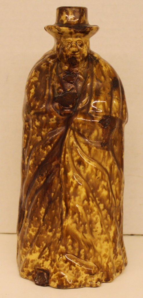 Bennington Pottery Bottle: Bennington Pottery Bottle - Figure of Man by David Gil circa 1970 - 10" T
