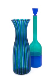 VENINI, 'MORANDIANA' BOTTLE AND A VASE, C. 1950