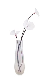 GIORGIO VIGNA FOR VENINI GLASS VASE & 3 FLOWERS