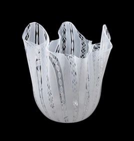 VENINI 'FAZZOLETTO' LATTICINO HANDKERCHIEF VASE