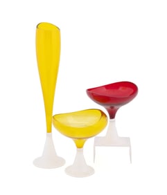 P. BALDWIN & M. GUGGISBERG, 3 PIECES OF STEMWARE