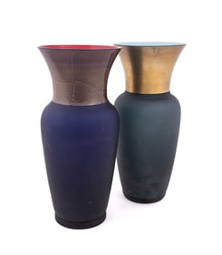 VENINI, 2 INCAMICIATO LIMITED EDITION GLASS VASES