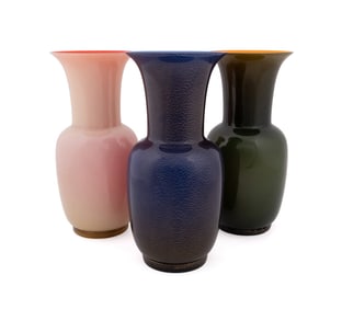 VENINI, 3 LIMITED EDITION INCAMICIATO GLASS VASES