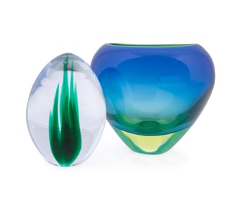 VENINI 'TREE OF LIFE' EGG & ARS CENEDESE BOWL