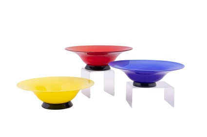 VENINI, SET OF THREE 'ANNI TRENTA' GLASS BOWLS, 94