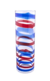 VENINI COLORLESS, BLUE, & RED 'ANELLI' VASE, 2002