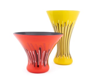 VERSACE FOR VENINI, TWO 'RIVOLI' 2001 GLASS VASES