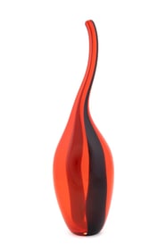 MURANO, DIOR ORANGE & BLACK BOTTLE-FORM GLASS VASE