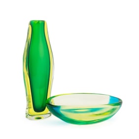 MURANO, ARS CENEDESE BOWL & A SIMILAR VASE