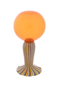 ARS CENEDESE ORANGE MURANO GLASS ROSE BOWL