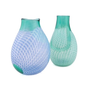 ARCHIMEDE SEGUSO, TWO MERLETTO GLASS VASES