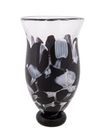 SEGUSO VIRO COLORLESS, WHITE & DEEP PURPLE VASE