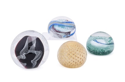 MURANO, FOUR PAPERWEIGHTS, MAINLY SEGUSO VIRO