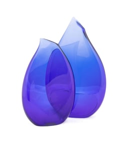 *FRANCESCO RAGAZZI, TWO COBALT TEARDROP SCULPTURES