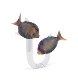 OSCAR ZANETTI 'PAIR OF FISH' GLASS SCULPTURE