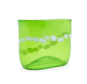 ITALIAN MURANO GREEN PULEGOSO GLASS VASE