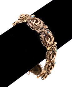 VICTORIAN SEED PEARL & TURQUOISE SNAKES BRACELET