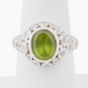 PERIDOT & DIAMOND 18K WG RING