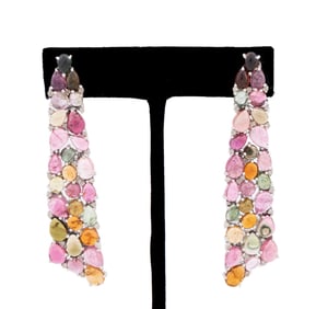 MULTI-COLOR TOURMALINE AND DIAMOND EARRINGS