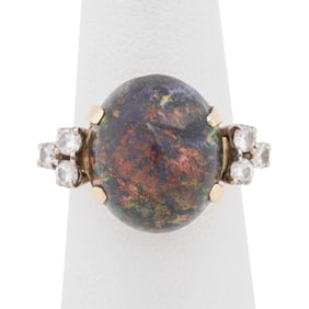 OPAL AND DIAMOND 14K GOLD RING