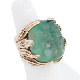 40CTS EMERALD 14K YELLOW GOLD RING
