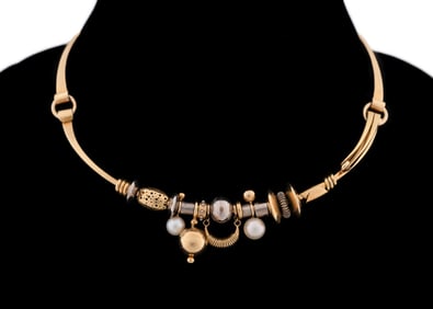 AMITAI KAV, TWO-TONE 18K GOLD MODERNIST CHOKER
