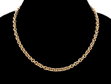 18K YELLOW GOLD ROLO LINK CHAIN NECKLACE