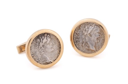 ROMAN COINS MOUNTED IN 18K GOLD CUFFLINKS