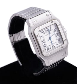 CARTIER, 'SANTOS' STAINLESS WRISTWATCH