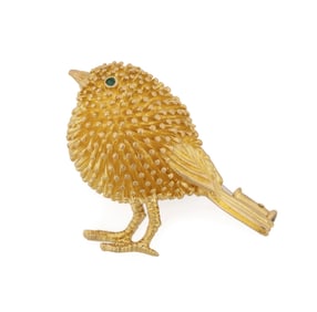 TIFFANY & CO. EMERALD 18K BIRD PIN