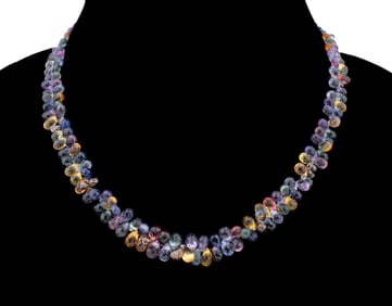 DIAMOND & TOPAZ BEAD 18K NECKLACE