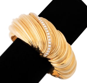 DIAMOND 18K CUFF BANGLE BRACELET