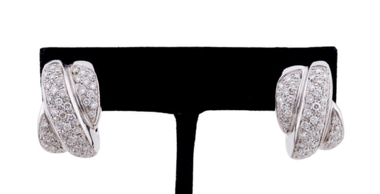 DIAMOND 18K TWO-TONE CROSSOVER EARRINGS