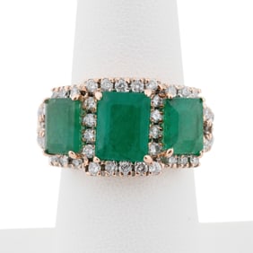 EMERALD & DIAMOND 14K TWO-TONE RING