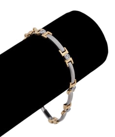 MODERN DIAMOND, 18K YG & PLATINUM BRACELET