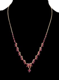 FOLIATE RUBY 18K AND 20K YELLOW GOLD NECKLACE